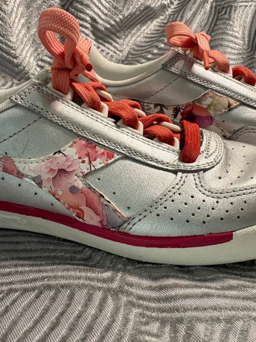 Upcycled Floral Sneakers | Hand-Embellished Diadora Shoes | Women’s Size 6